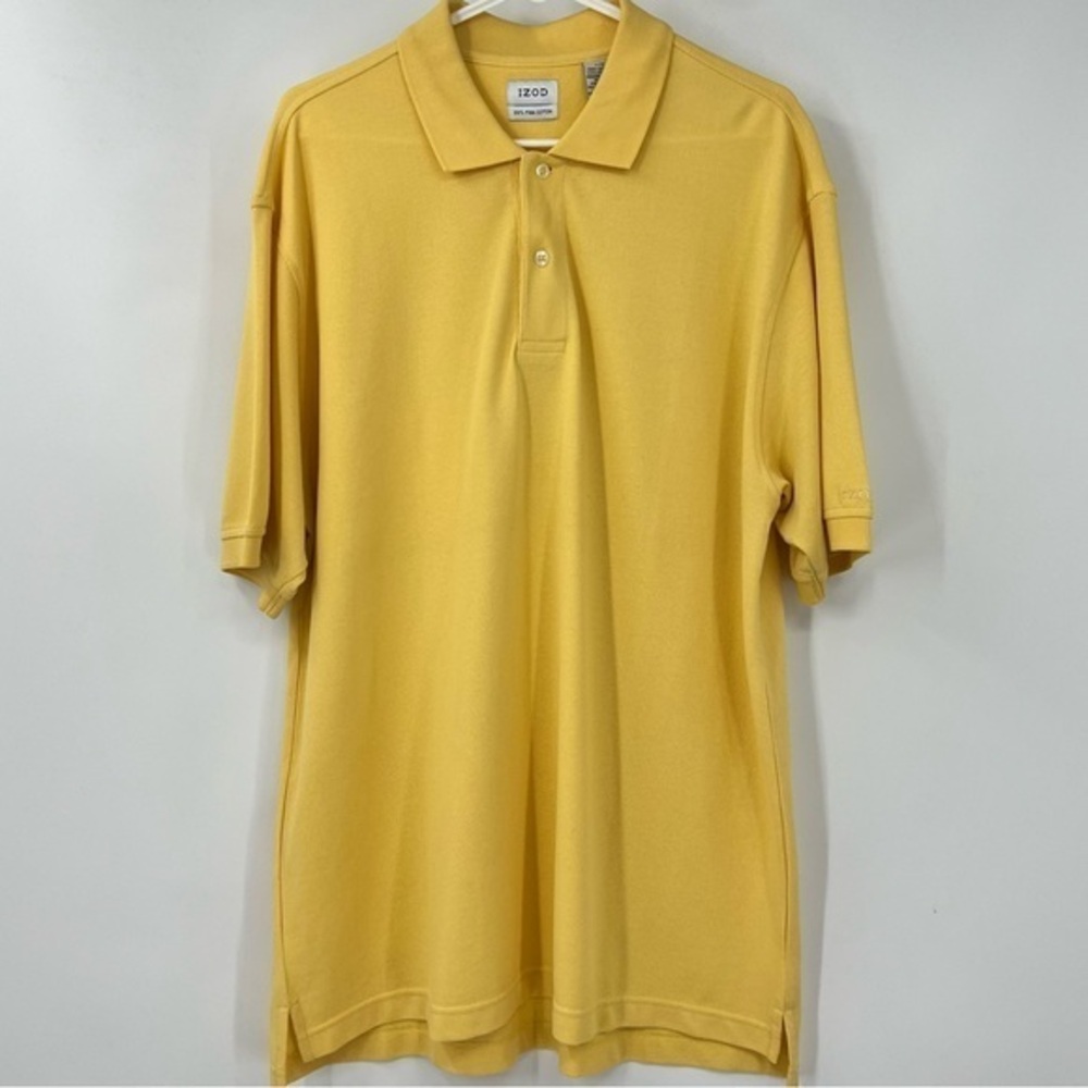 IZOD POLO SHIRT‎ YELLOW SIZE LARGE 100% PIMA COTTON EXCELLENT CONDITION!